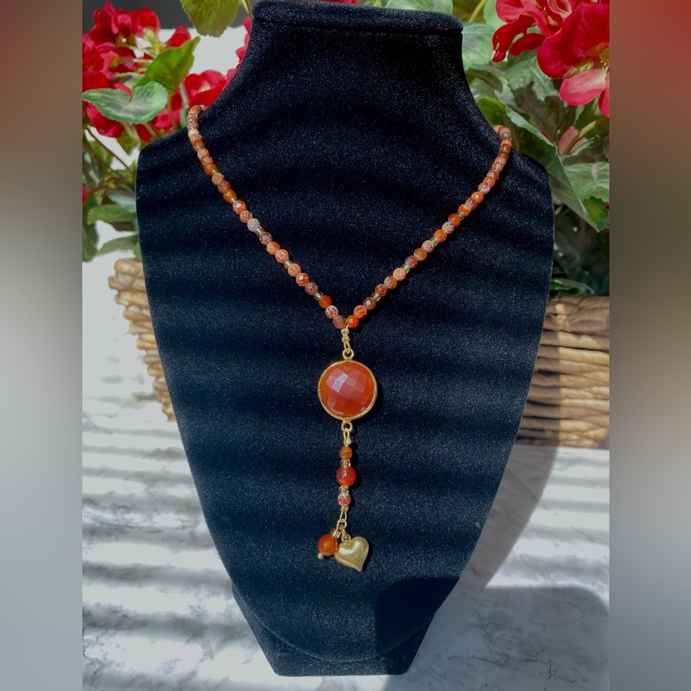 Fire Agate Y Necklace - Picture 3 of 3